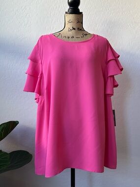NWT Vince Camuto Costal Cool Pink Bliss Blouse Size 2X